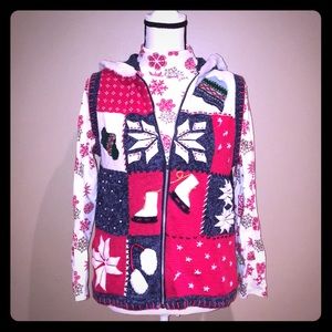 Ugly Christmas Sweater, zip up hoodie vest